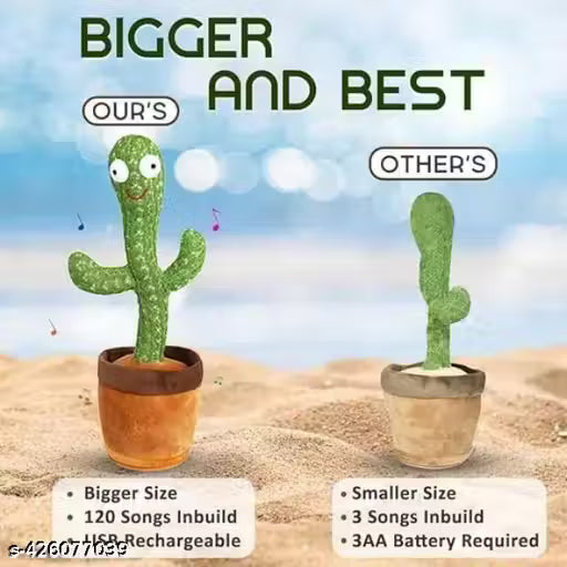 GIFTING SOLUTION Dancing Cactus Toy Talking Cactus Plant Plush Toy Dancing Cactus Voice Repeat, Dancing, Recording songs for Babies Cactus Singing Toy (Green) FOR KIDS