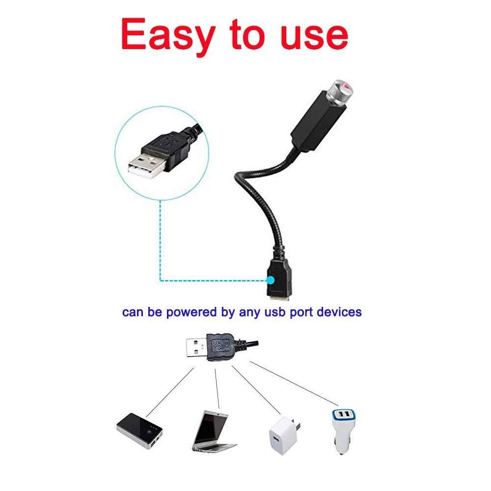 Star  Lamp USB Car Star Ceiling Light Sky Projection (RED)