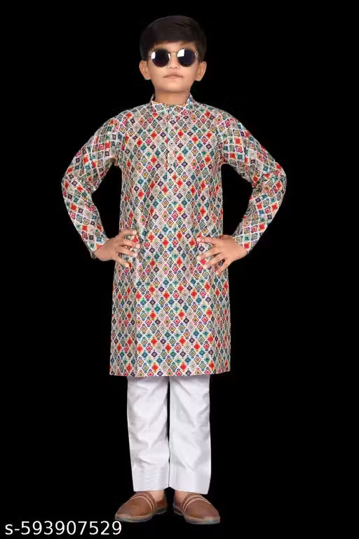 Stylish Embroidered Kids Kurta With Pajama For Boys