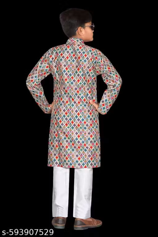 Stylish Embroidered Kids Kurta With Pajama For Boys